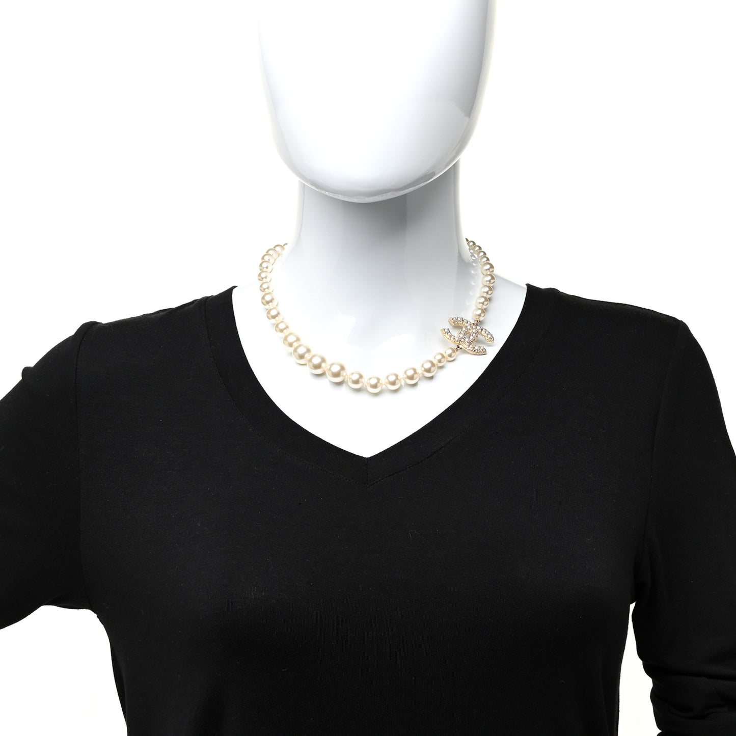 Pearl CC 100th Anniversary Necklace Light Gold
