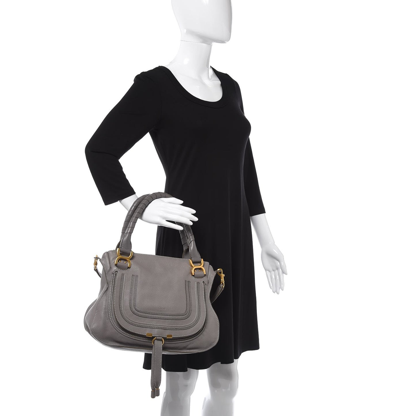 Calfskin Medium Marcie Satchel Cashmere Grey