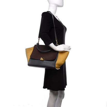 Celine Smooth Calfskin Suede Medium Tri-Color Trapeze Yellow 2 of 10