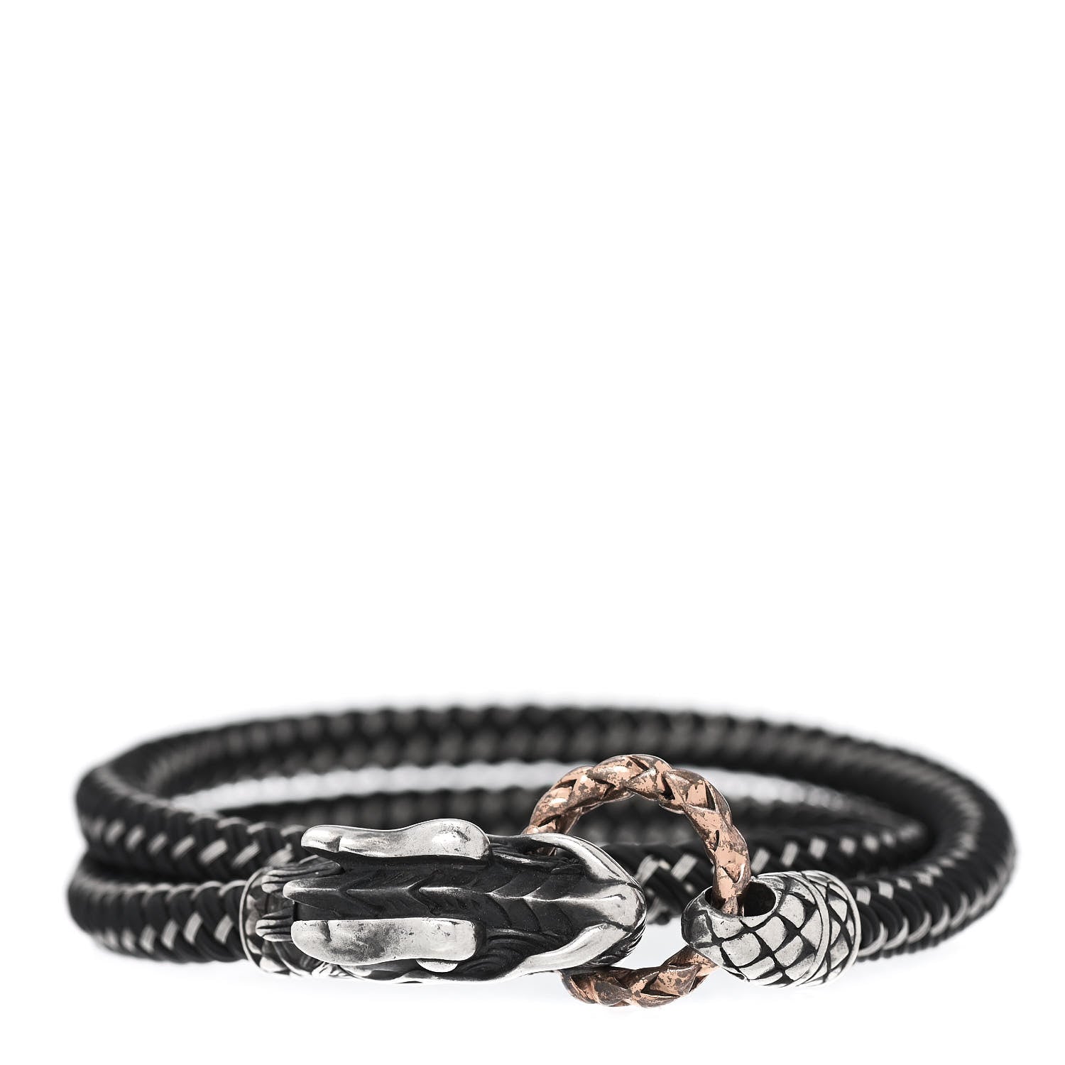 John Hardy Sterling Silver Bronze Naga Dragon Cord Bracelet 1 of 3