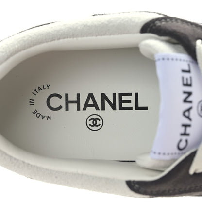 Chanel Suede Kidskin Womens CC Sneakers 39 Black White 7 of 9