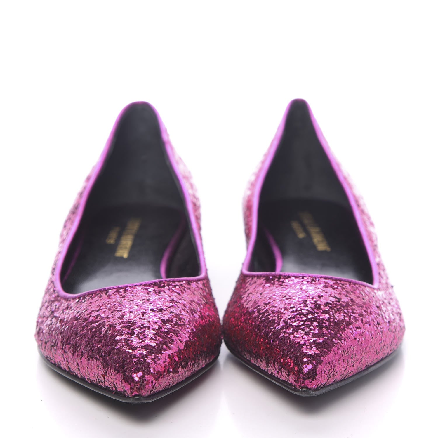 Saint Laurent Metallic Sparkle Fabric Paris Ballet Flat 35 Fuchsia 2 of 8