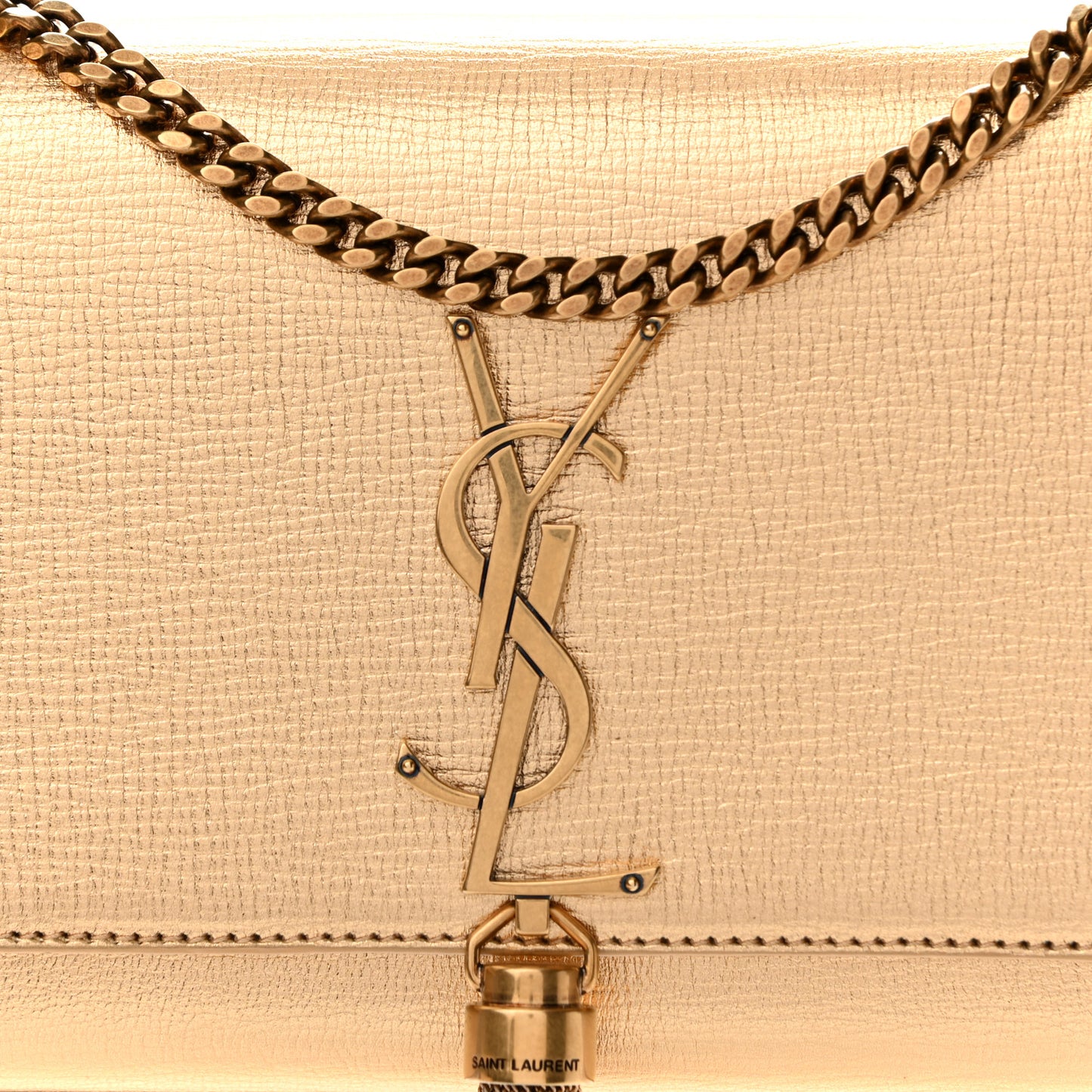 Metallic Calfskin Small Classic Monogram Kate Tassel Satchel Gold
