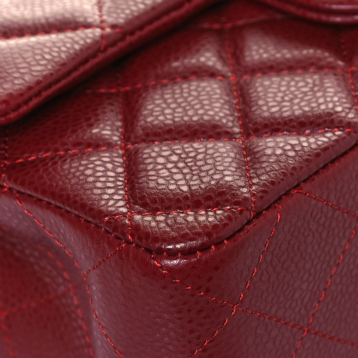Caviar Quilted Mini Rectangular Flap Dark Red