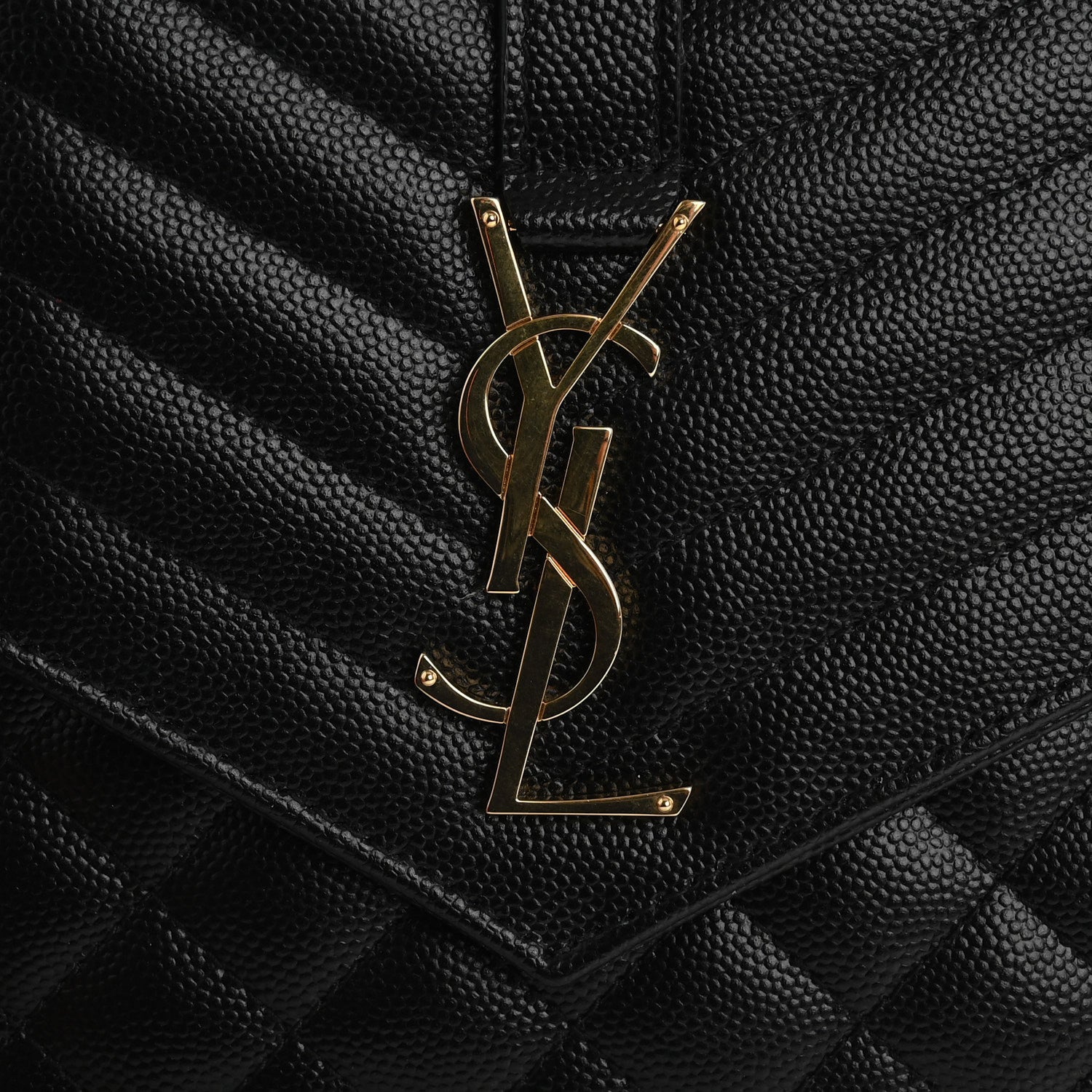 Saint Laurent Grain De Poudre Textured Mixed Matelasse Triquilt Monogram Clutch Black 8 of 11