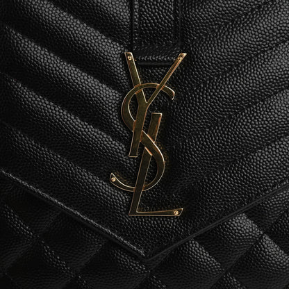 Saint Laurent Grain De Poudre Textured Mixed Matelasse Triquilt Monogram Clutch Black 8 of 11
