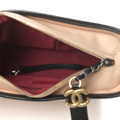 Chanel Aged Calfskin Quilted Small Gabrielle Hobo Beige Black 5 of 11