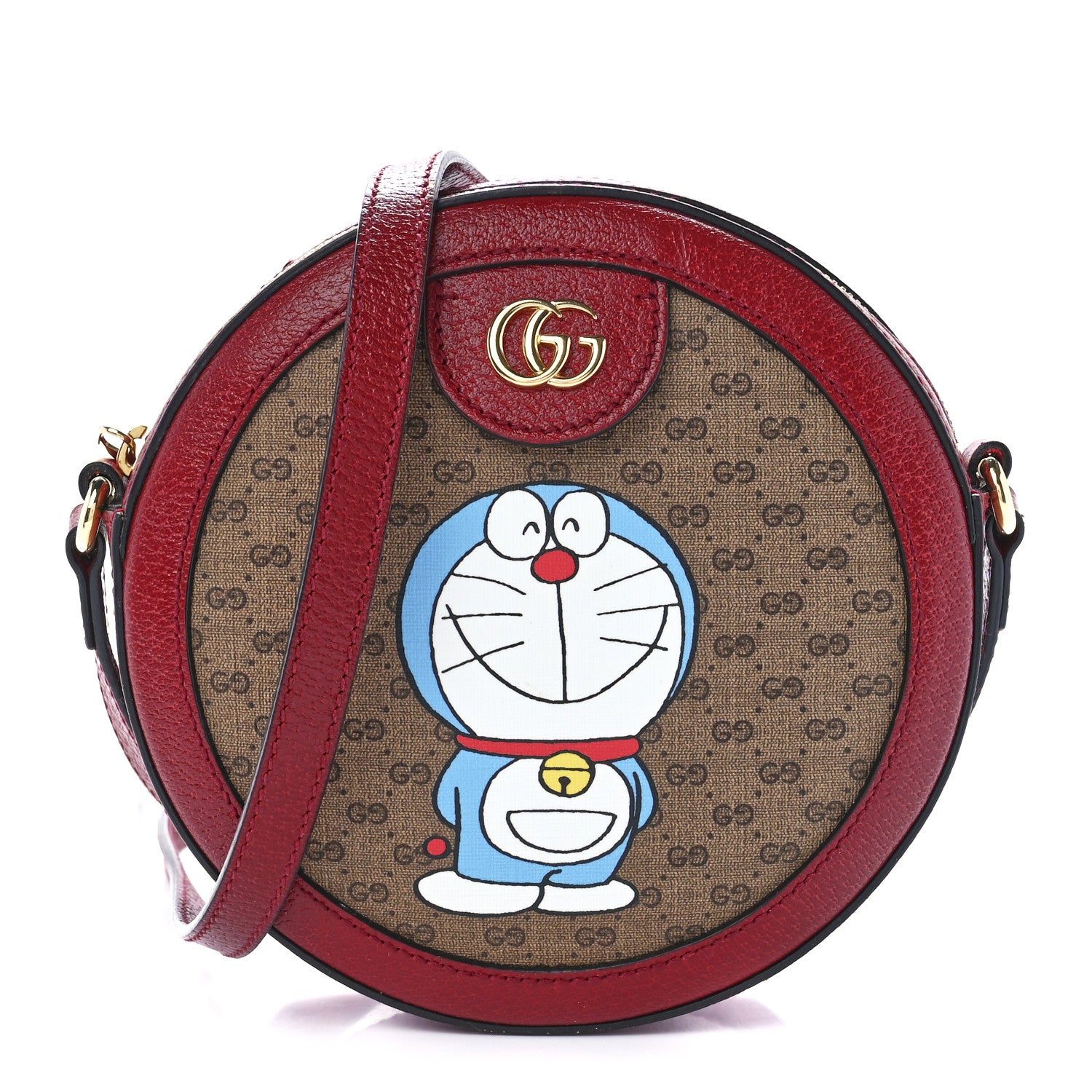 Gucci X DORAEMON Mini Vintage GG Supreme Monogram Mini Round Shoulder Bag Beige Cherry Red 1 of 12