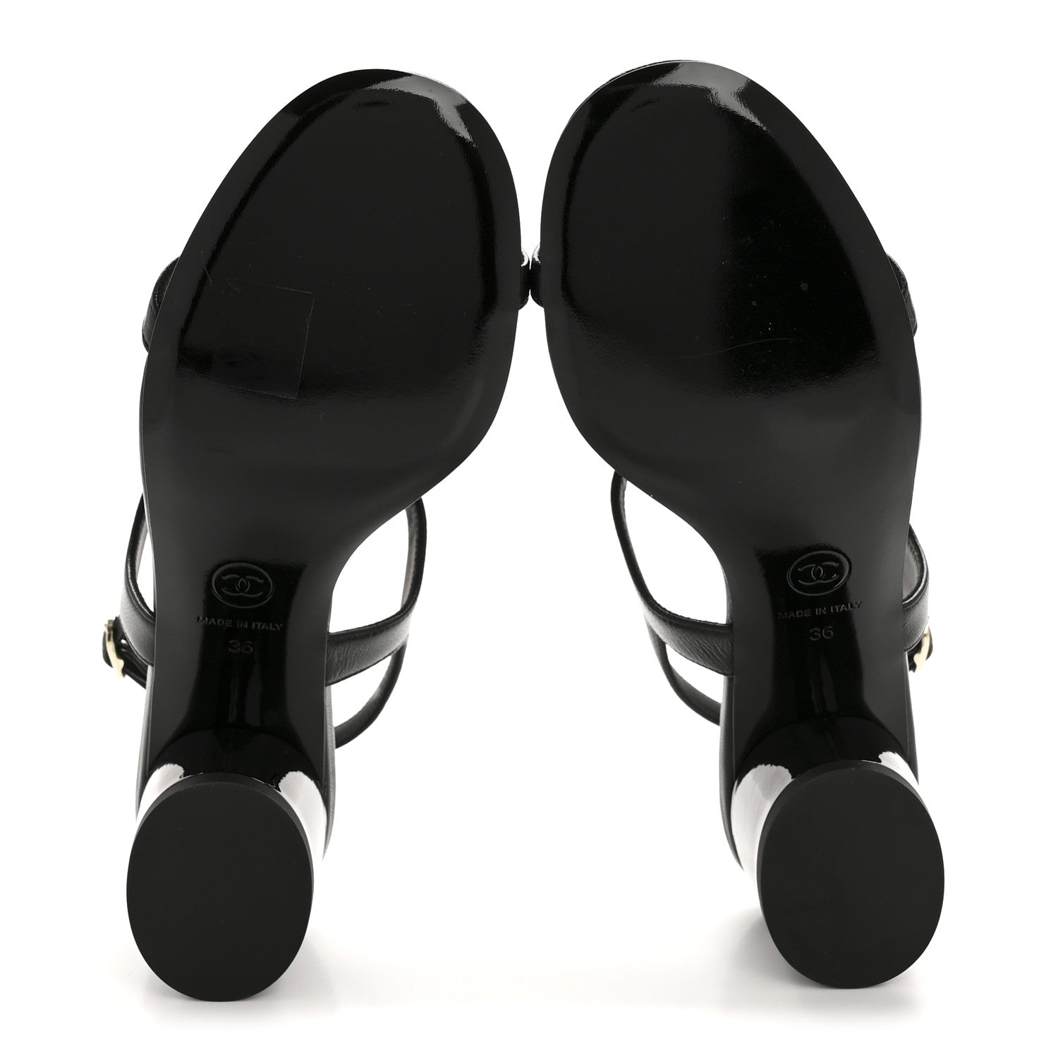 Chanel Lambskin CC Bow 55mm Sandals 36 Black 6 of 10