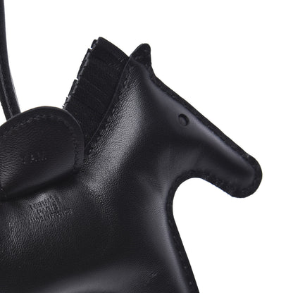 Hermes Milo Lambskin Grigri Rodeo Horse Bag Charm MM So Black 3 of 4