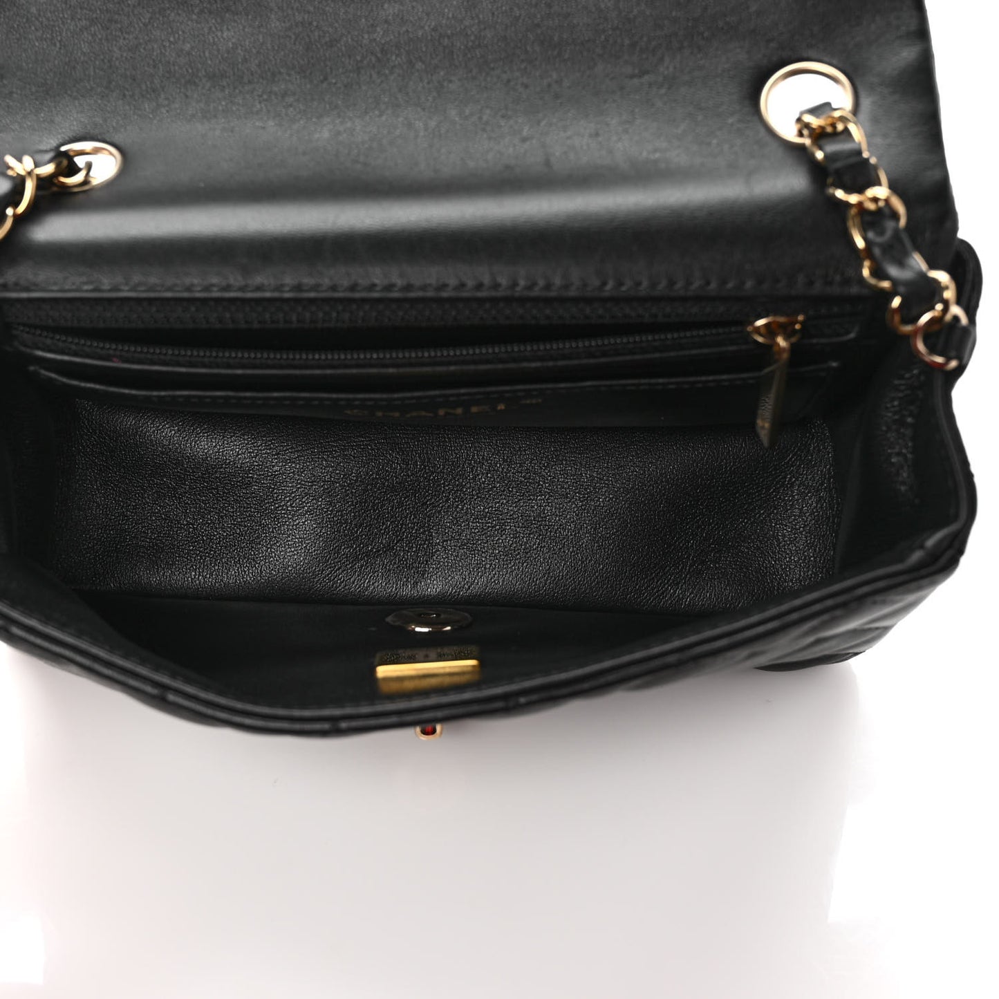 Lambskin Quilted Mini Rectangular Flap Black