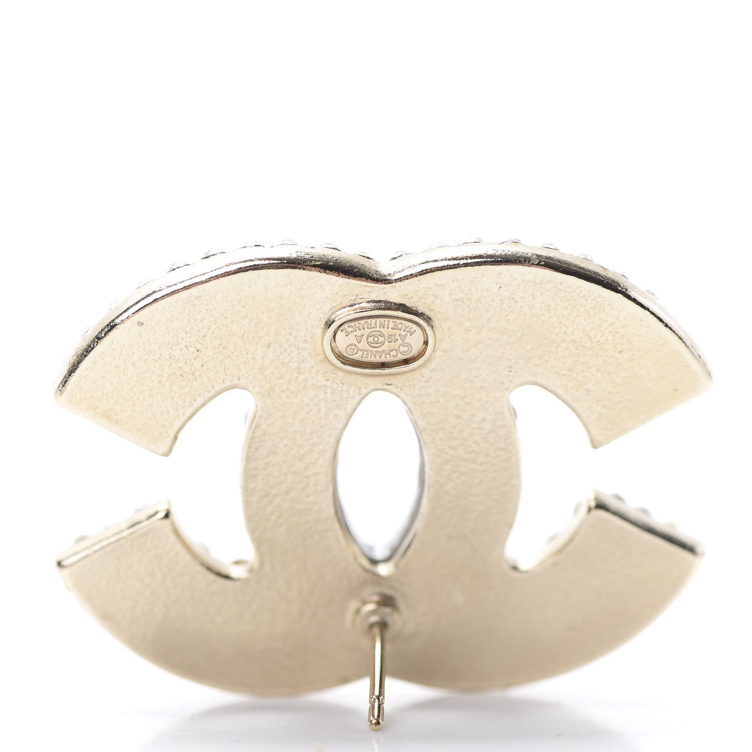 Chanel Metal Crystal Scarab CC Earrings Gold Silver 4 of 4