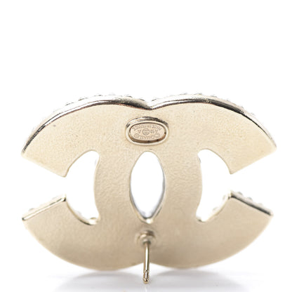 Chanel Metal Crystal Scarab CC Earrings Gold Silver 4 of 4