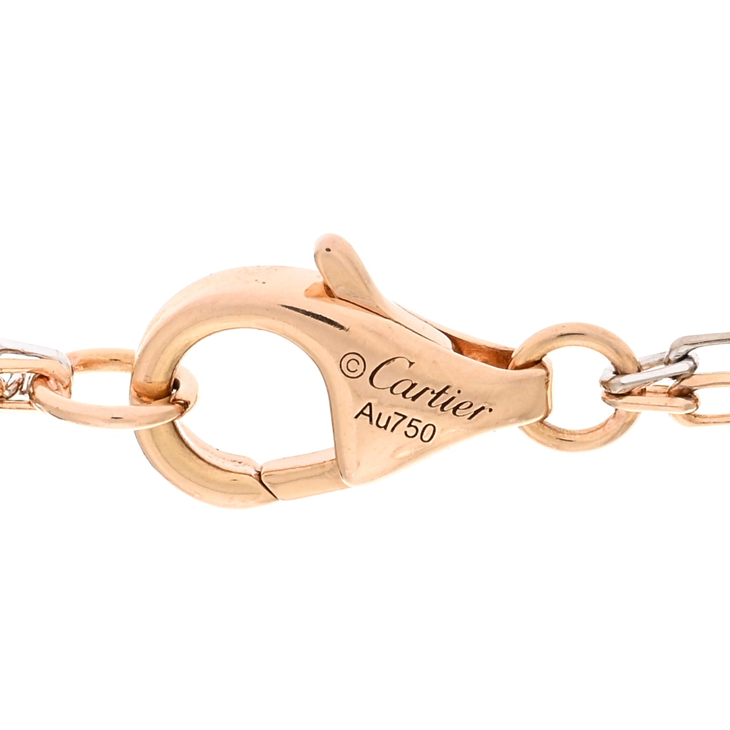 18K White Pink Gold Diamond Three Ring LOVE Pendant Necklace