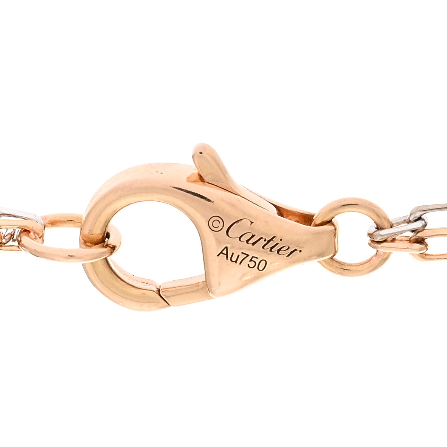 Cartier 18K White Pink Gold Diamond Three Ring LOVE Pendant Necklace 4 of 4