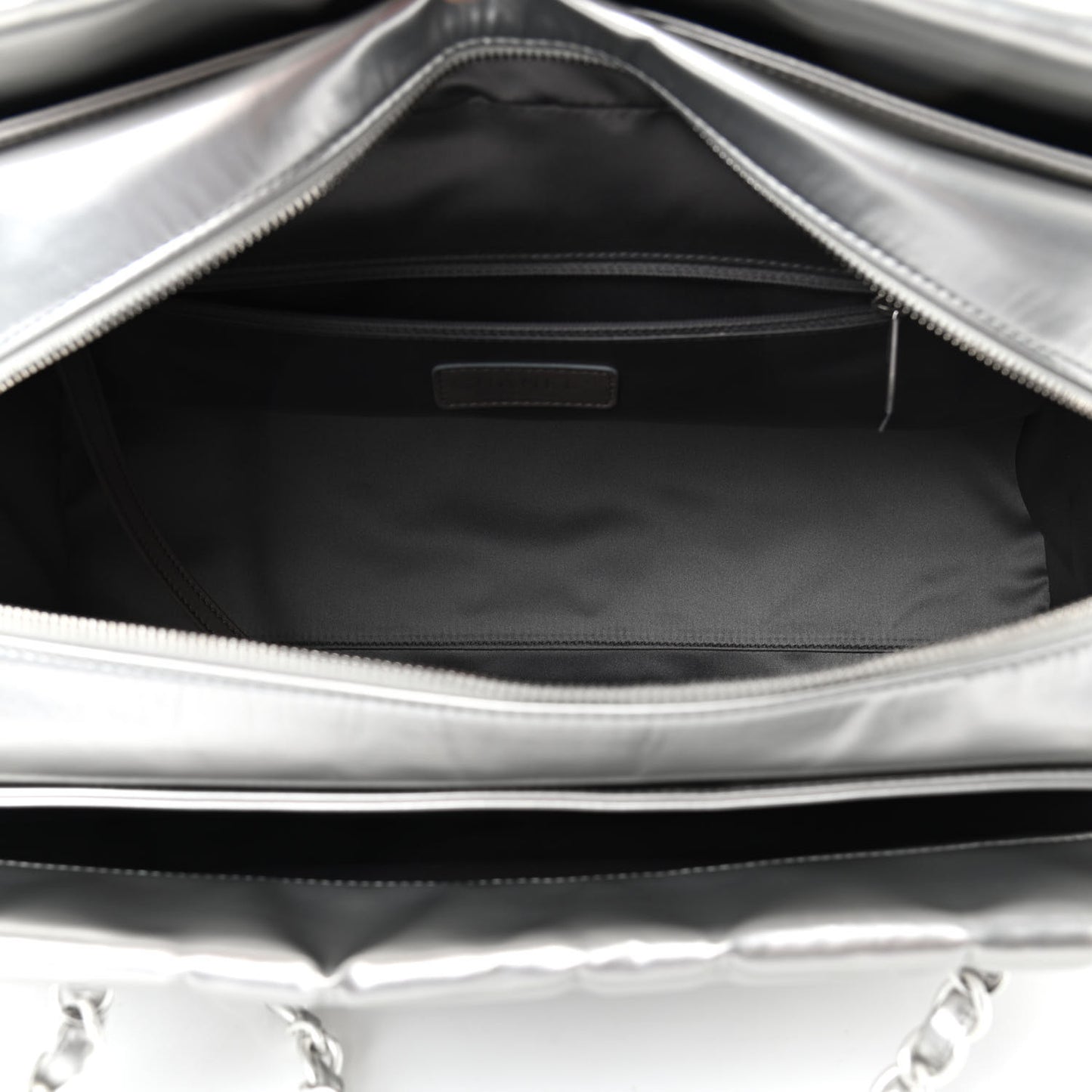 Vinyl Quilted Frozen Shopping Tote Silver