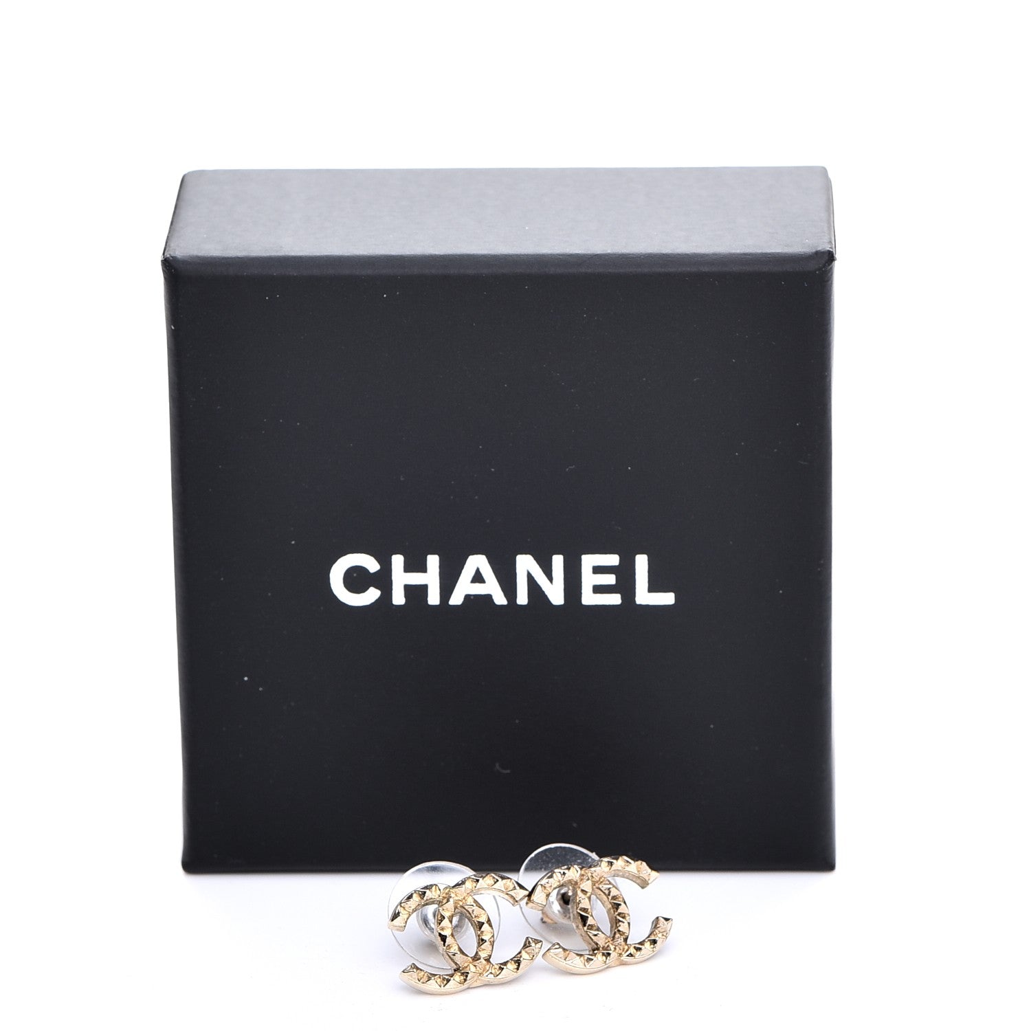 Chanel Studded CC Earrings Gold 6 of 6