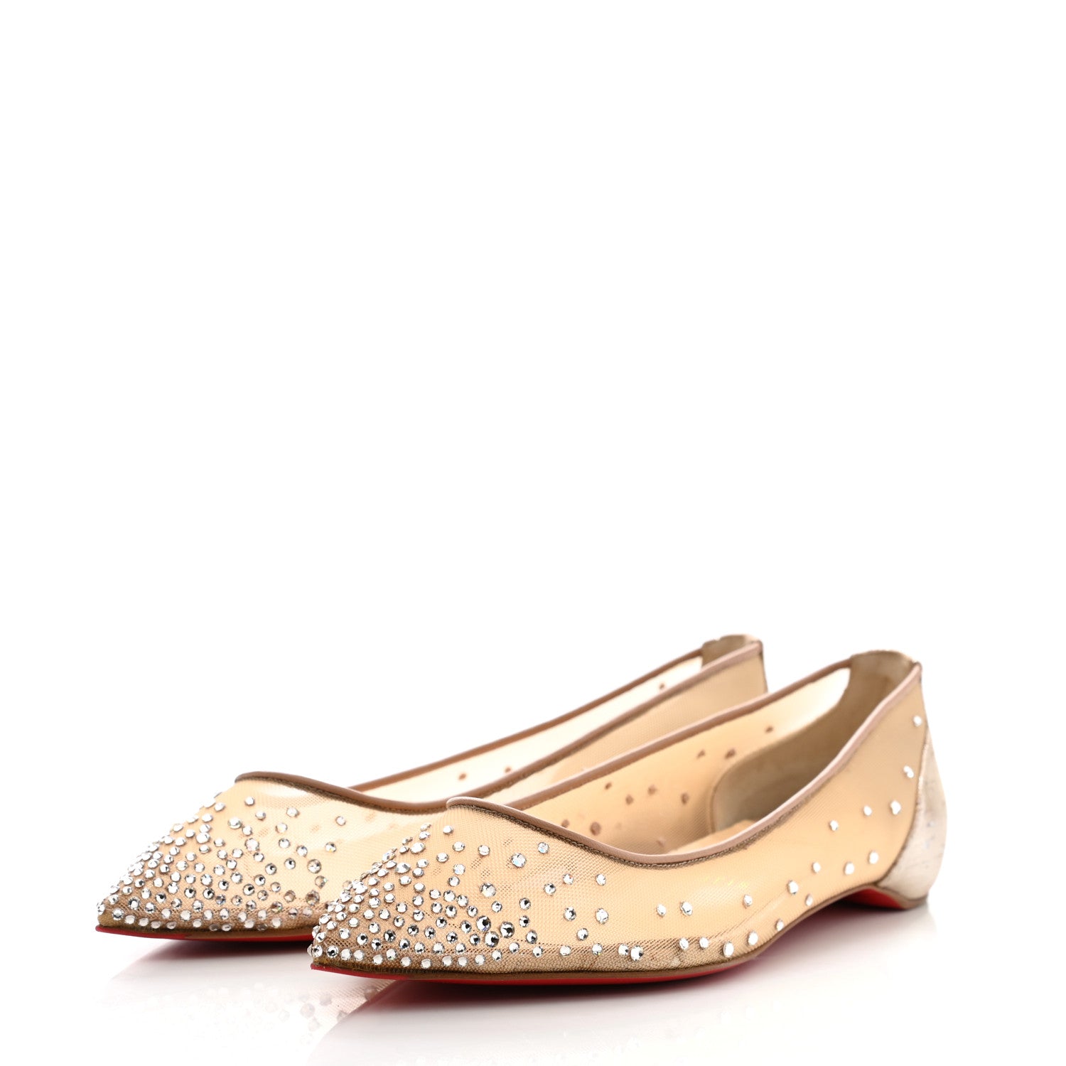 Christian Louboutin Crystal Strass Follies Flats 37.5 Silver 3 of 8