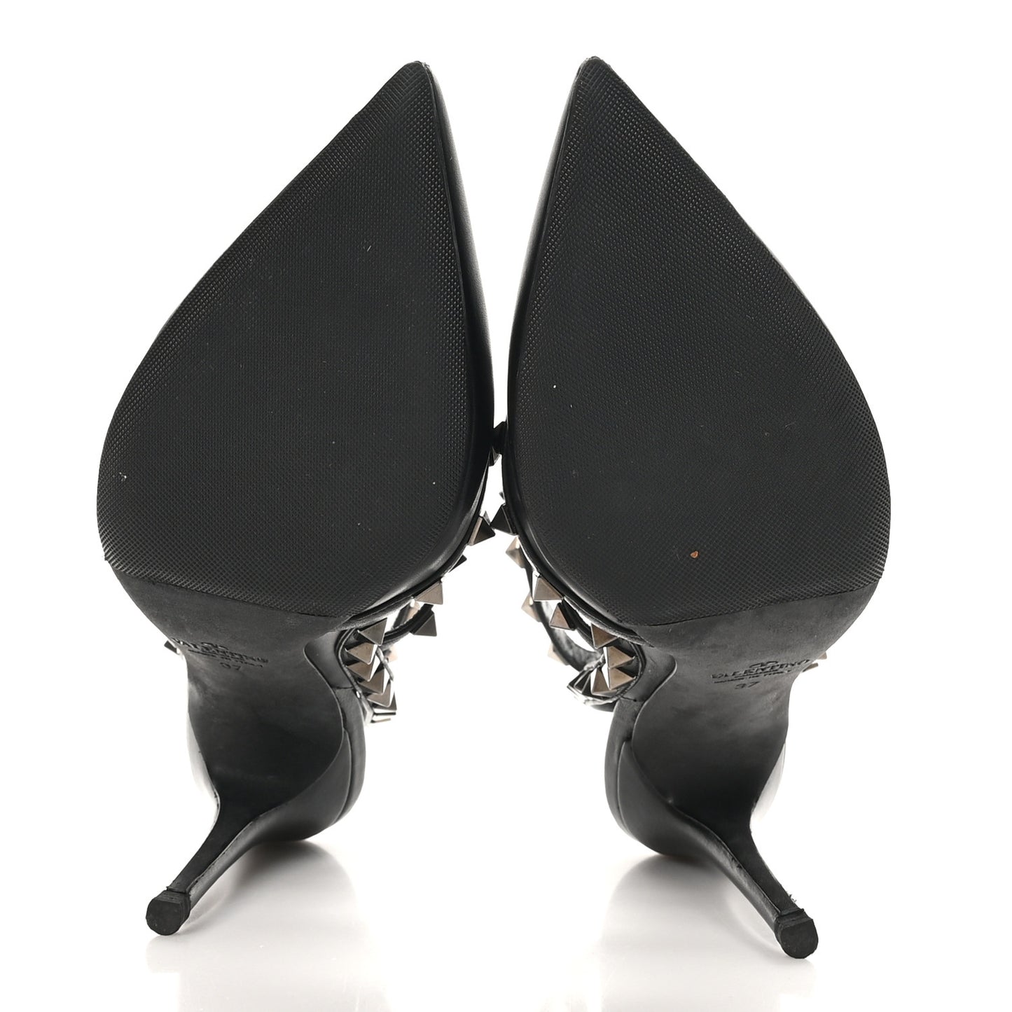 Calfskin Nappa Rockstud Ankle Strap 100mm Pumps 37 Black