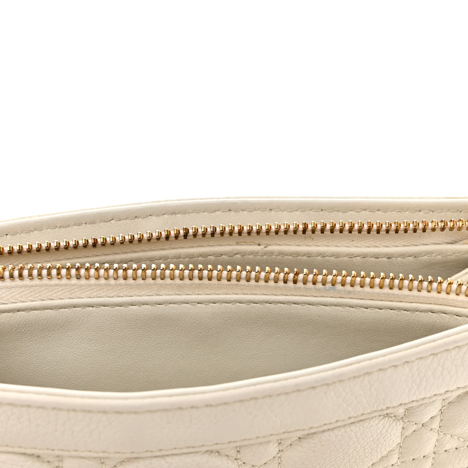 Christian Dior Calfskin Cannage Caro Zipped Pouch With Chain Latte 13 of 14