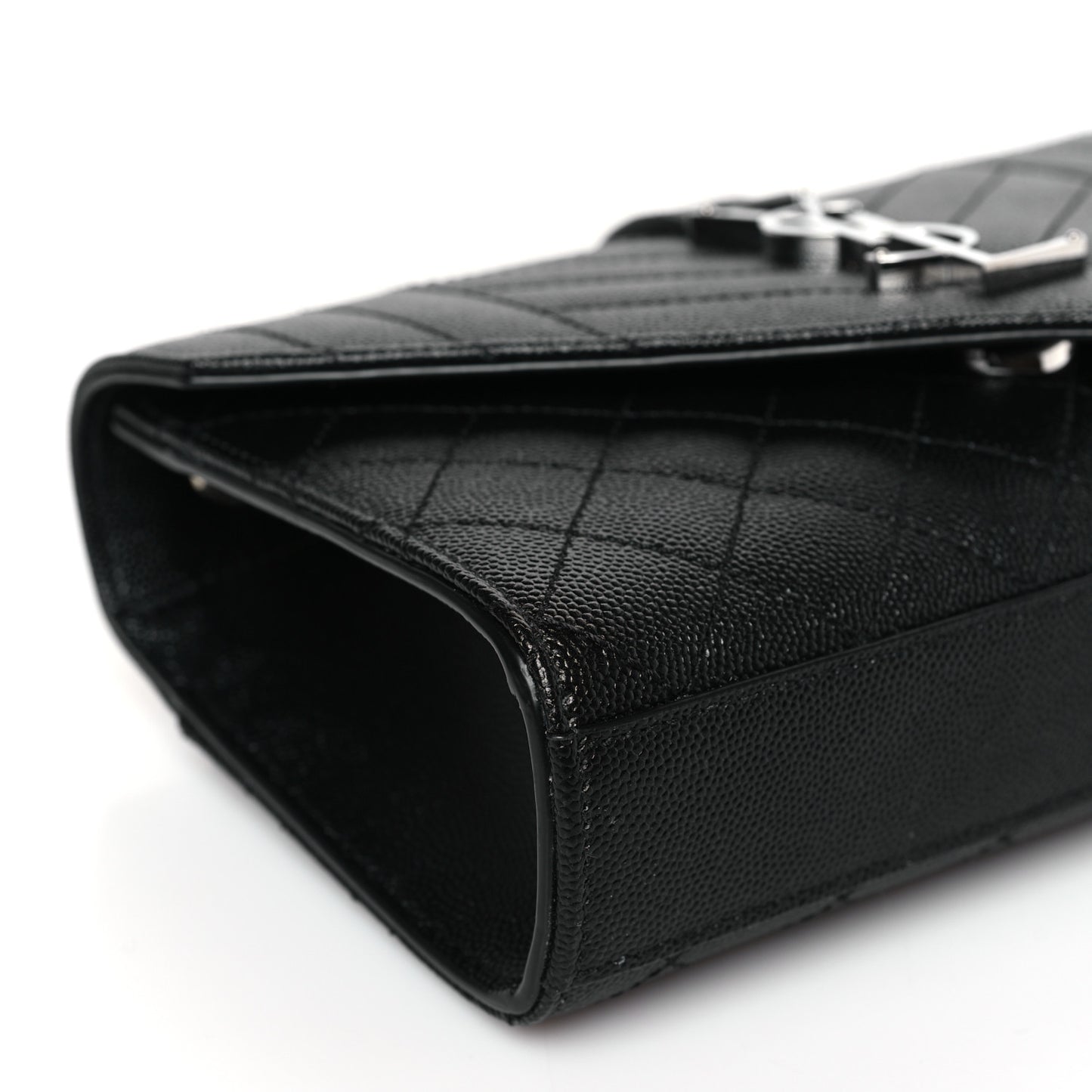 Grain De Poudre Textured Mixed Matelasse Triquilt Small Monogram Satchel Black