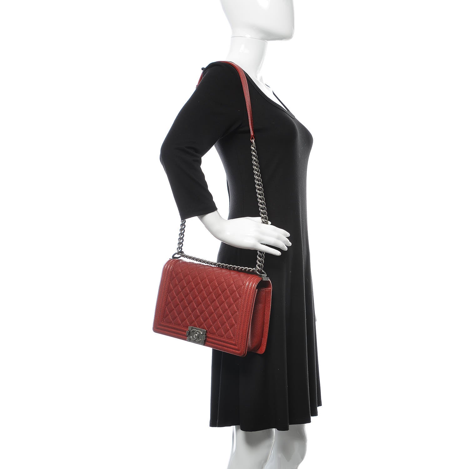 Chanel Caviar Quilted New Medium Boy Flap Red 2 of 12