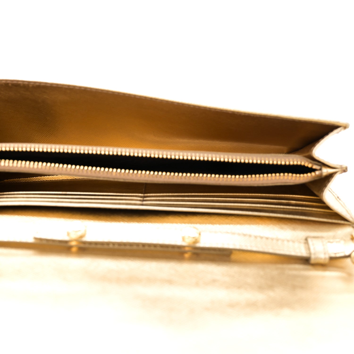 Prada Saffiano Metal Oro Chain Wallet Platino 5 of 8