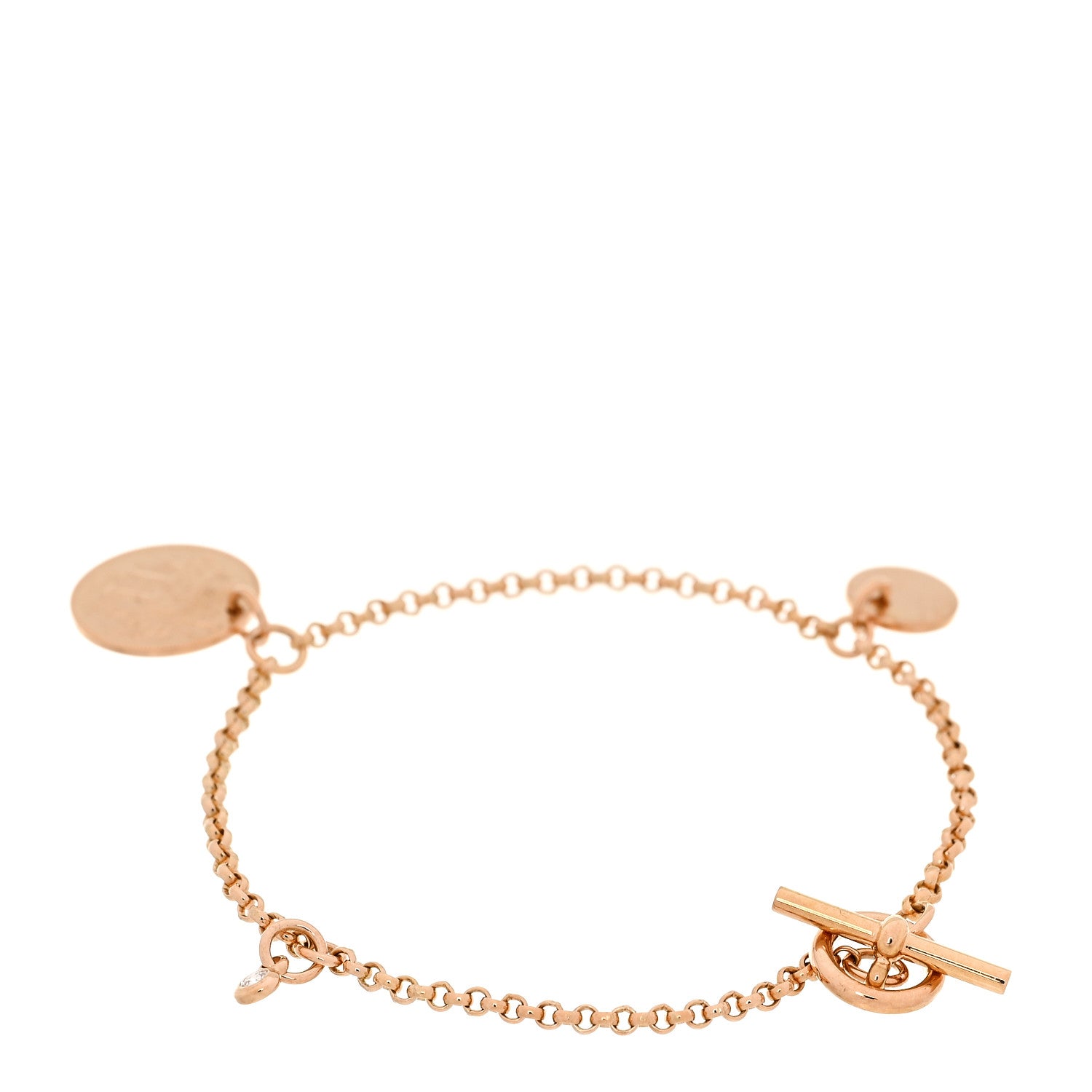 Hermes 18K Rose Gold Diamond PM Ex-Libris Bracelet SH 3 of 6