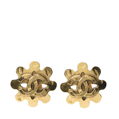 Chanel CC Flower Clip On Earrings Gold 1 of 4