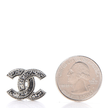 Chanel Ruthenium Tweed CC Earrings Grey 2 of 5