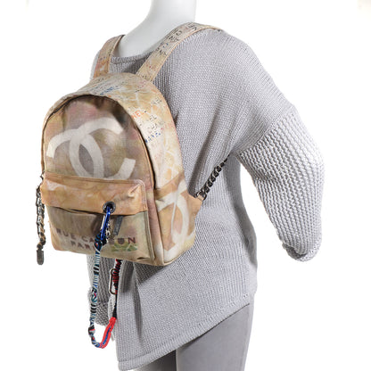 Chanel Graffiti Printed Canvas Medium Backpack Beige 2 of 8
