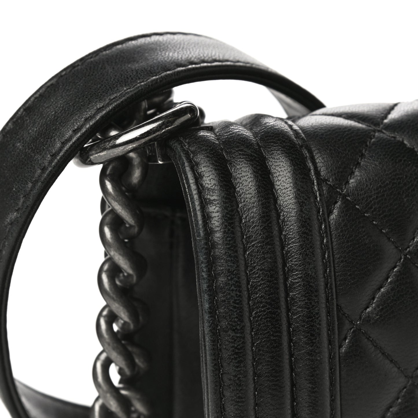 Lambskin Quilted Small Boy Flap Black