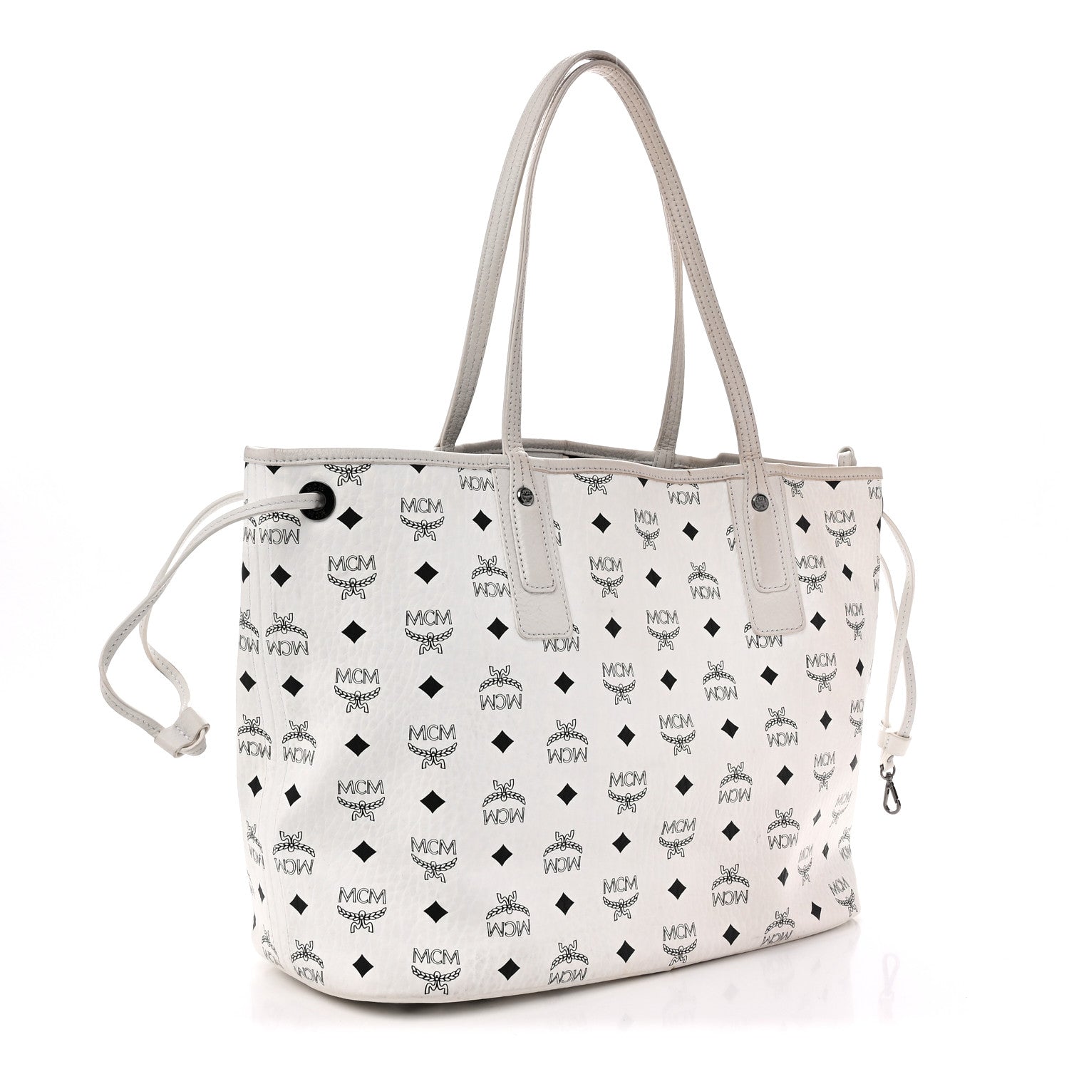 MCM Visetos Medium Liz Reversible Shopper Tote White 5 of 16