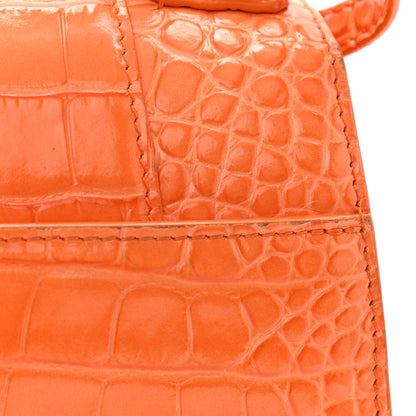 Balenciaga Shiny Calfskin Crocodile Embossed Small Hourglass Top Handle Bag Orange 11 of 14