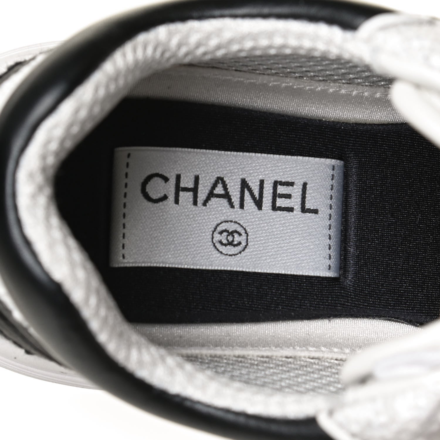 Chanel Tweed Suede Calfskin CC Sneakers 37 Black White 9 of 11