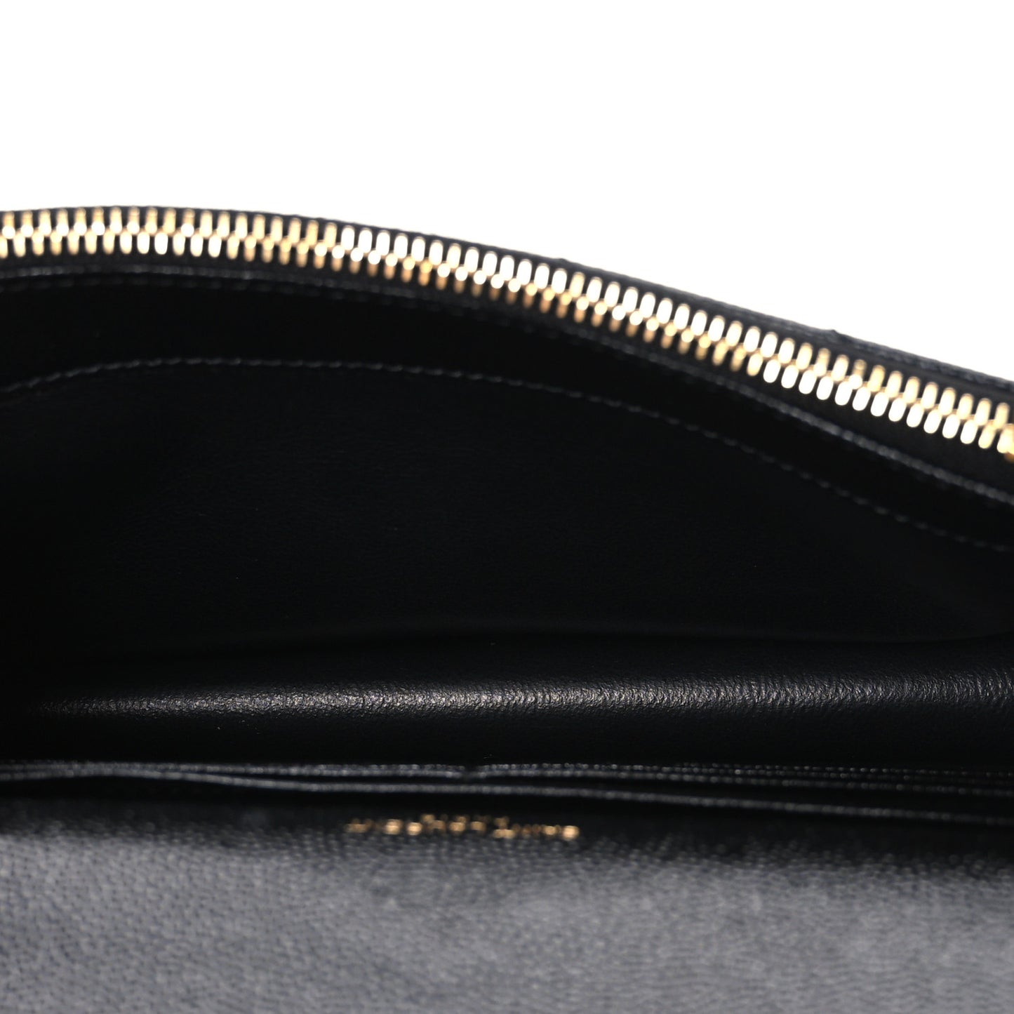Grain De Poudre Matelasse Chevron Monogram Envelope Chain Wallet Black