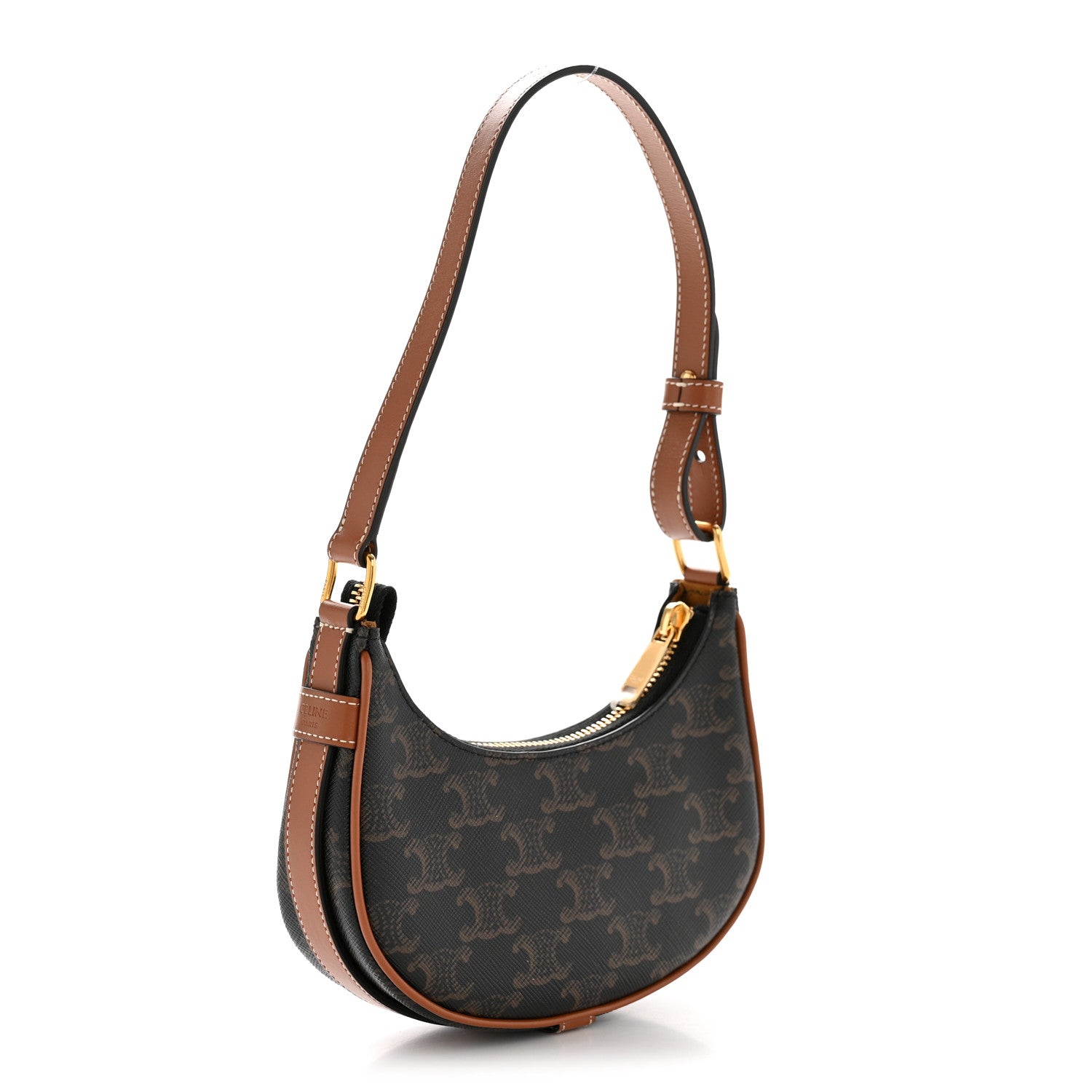 Celine Canvas Calfskin Mini Ava Triomphe Shoulder Bag Tan 3 of 11