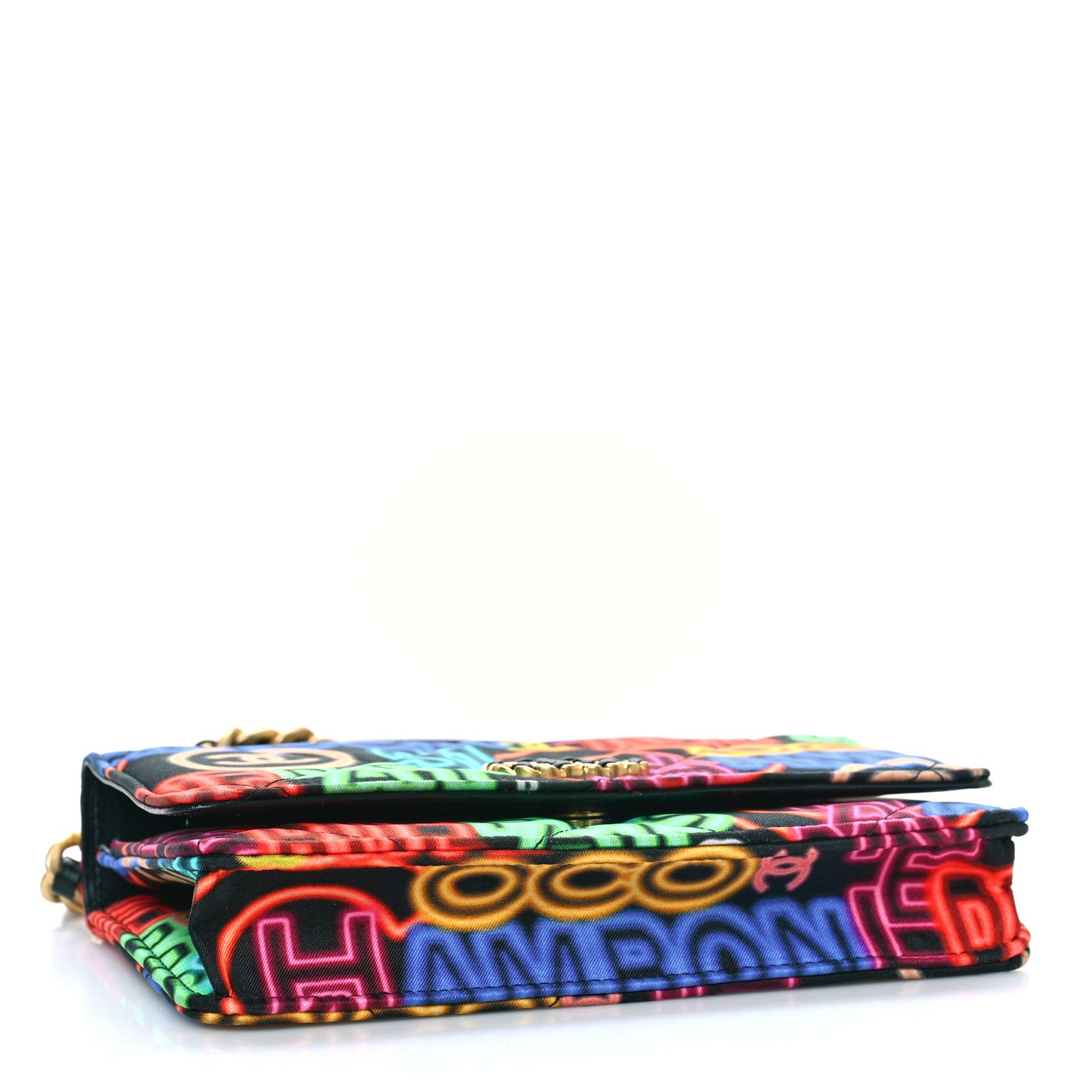 Chanel Fabric Printed Chanel 19 Wallet On Chain WOC Black Multicolor 4 of 10