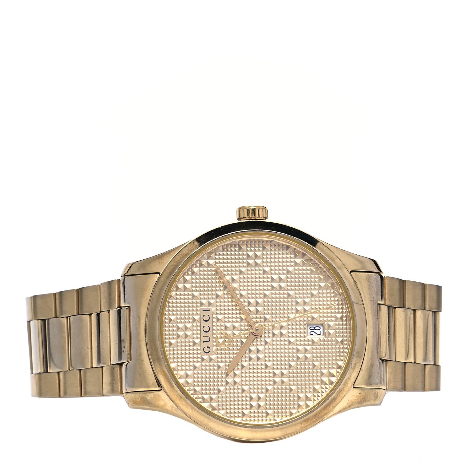 Gucci Stainless Steel 38mm G-Timeless Diamante Quartz Watch Gold 2 of 5