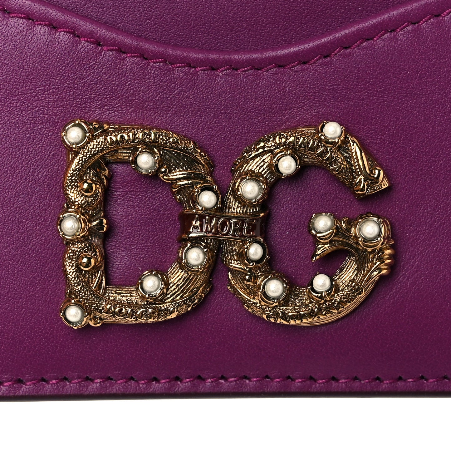 Vitello Morbido Pearl Logo Card Holder Purple