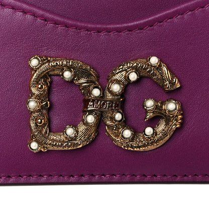 Dolce & Gabbana Vitello Morbido Pearl Logo Card Holder Purple 7 of 7