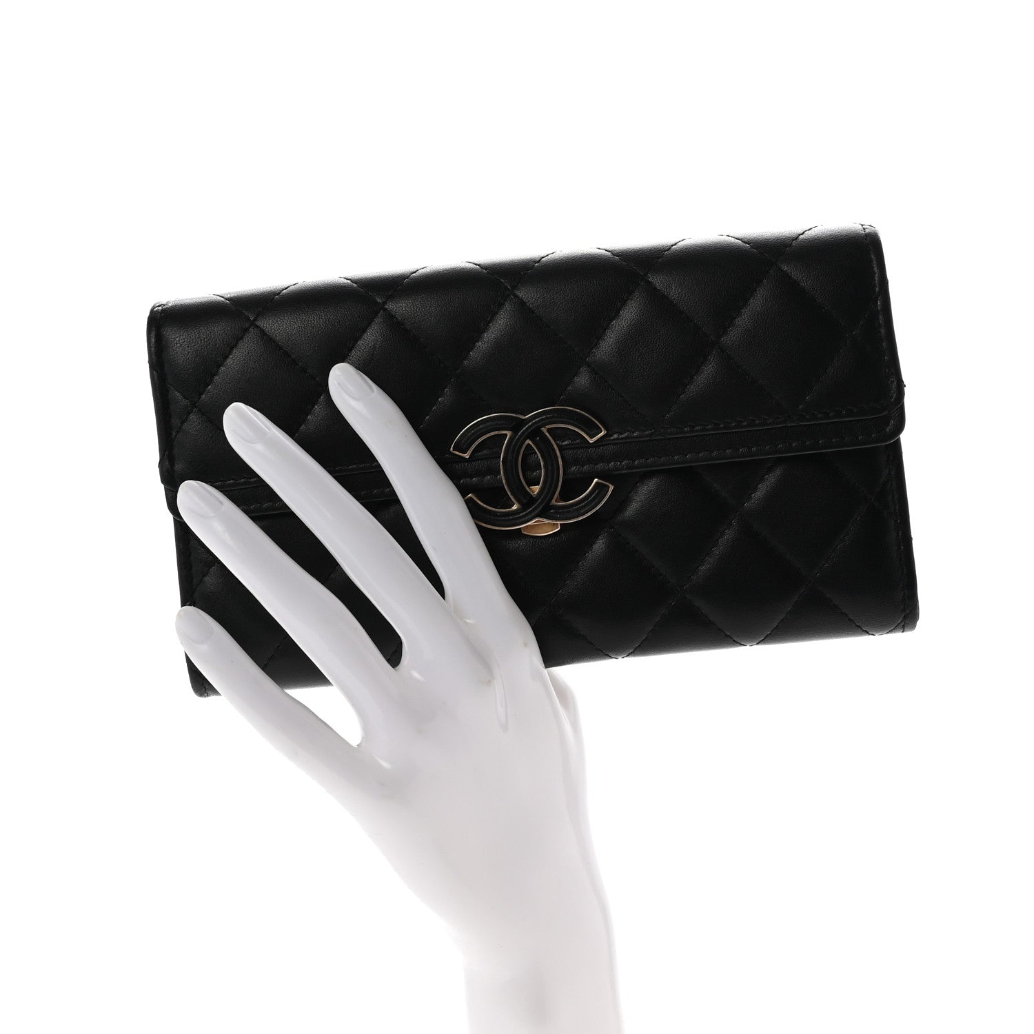 Chanel Lambskin Quilted CC Chic Gusset Wallet Black 2 of 9