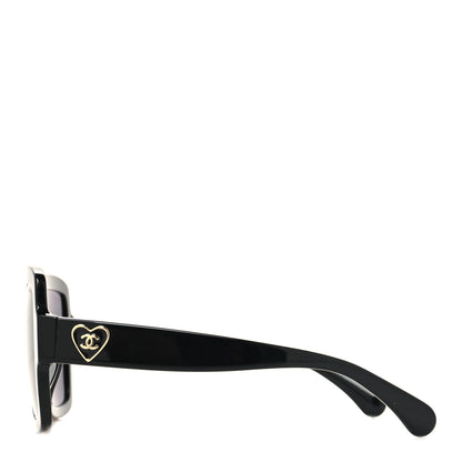 Chanel Acetate Square Heart Sunglasses 5479-A Black 3 of 8