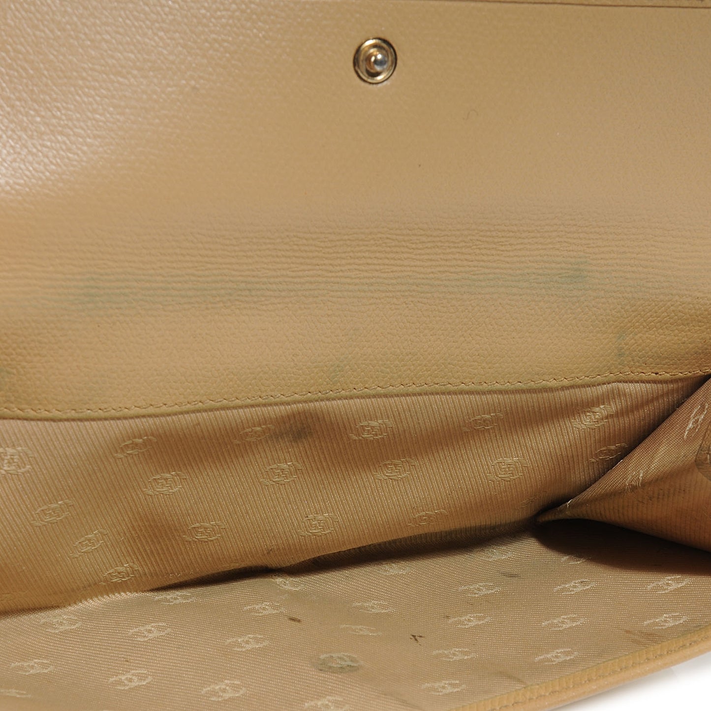 Leather Clutch Wallet Beige