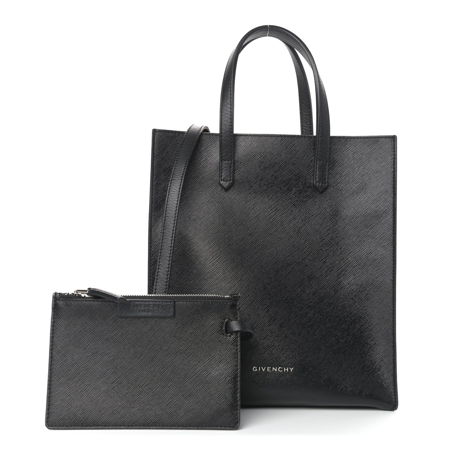 Textured Coated Canvas Stargate Shopper Tote Black