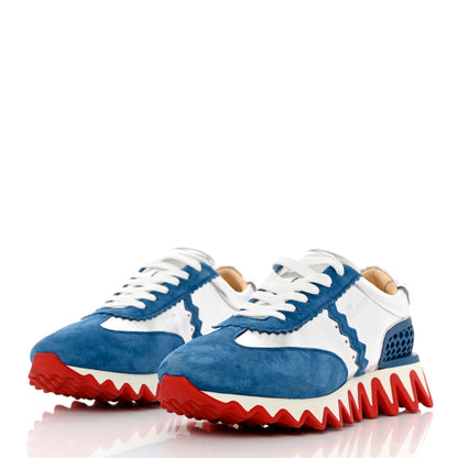 Christian Louboutin Suede Laminated Nappa Mens Loubishark Sneakers 45 Ludwig Silver 3 of 10