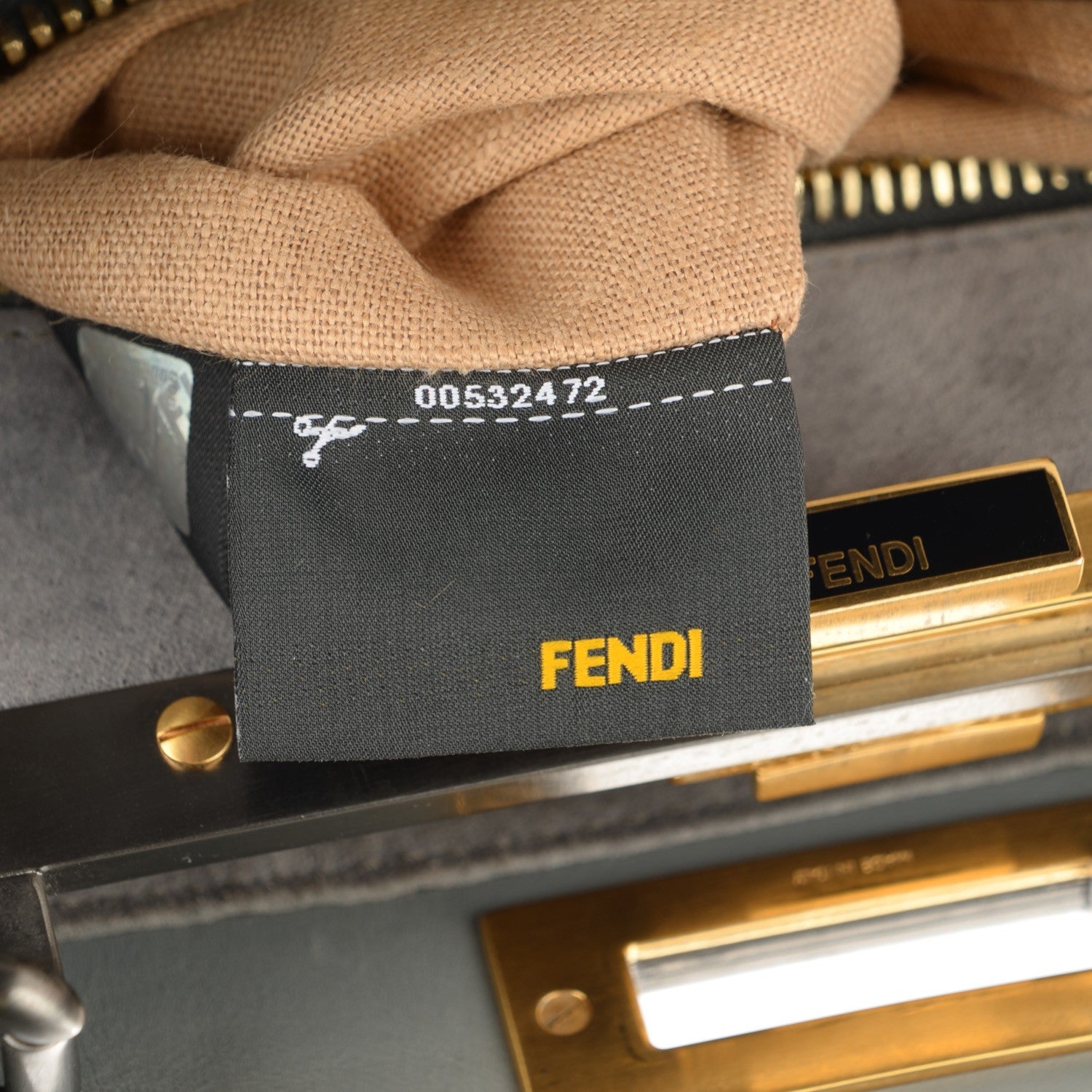 Fendi Vitello Suede Medium Peekaboo Iconic Satchel Grigio Chiaro 9 of 10