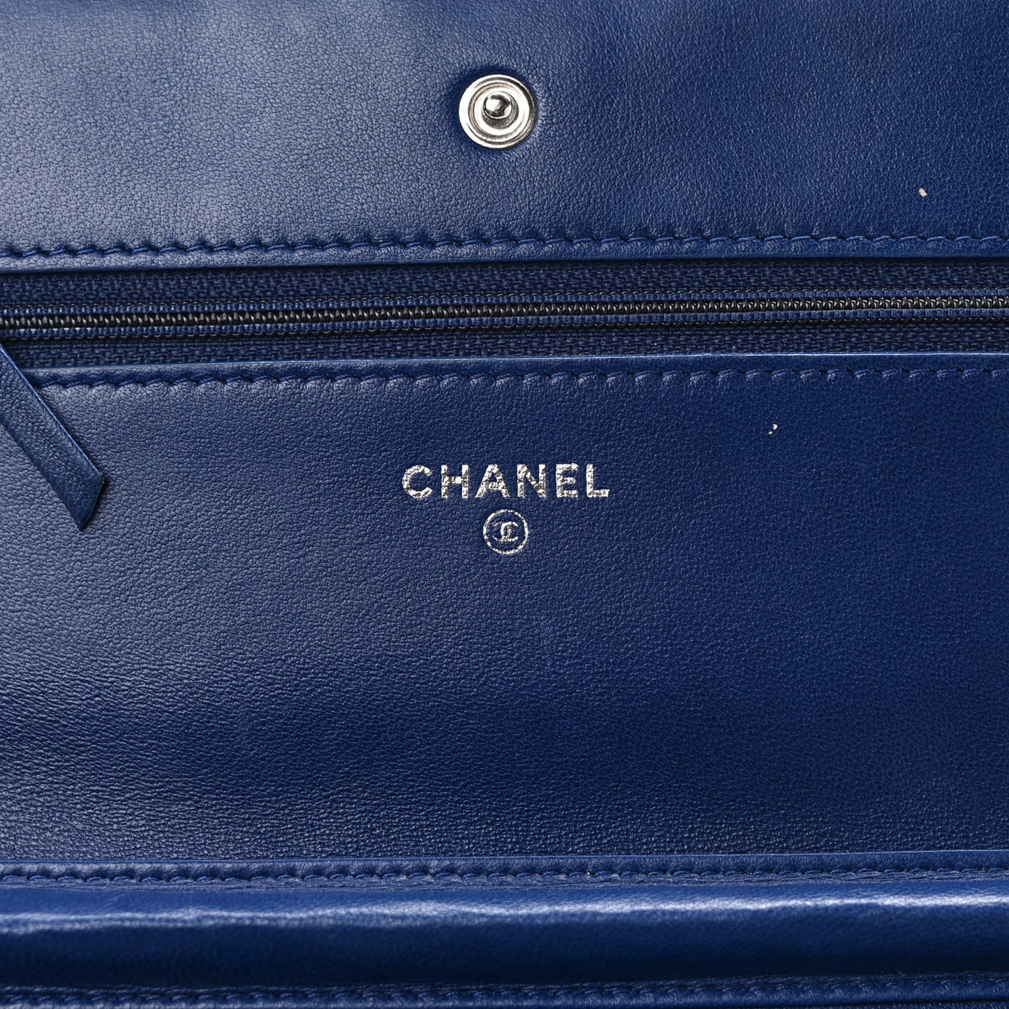 Patent Calfskin Quilted Reissue Wallet On Chain WOC Dark Navy Blue