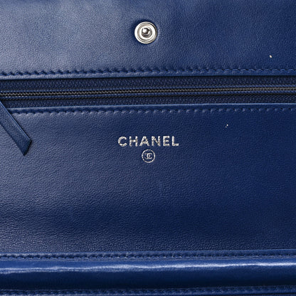Chanel Patent Calfskin Quilted Reissue Wallet On Chain WOC Dark Navy Blue 6 of 8