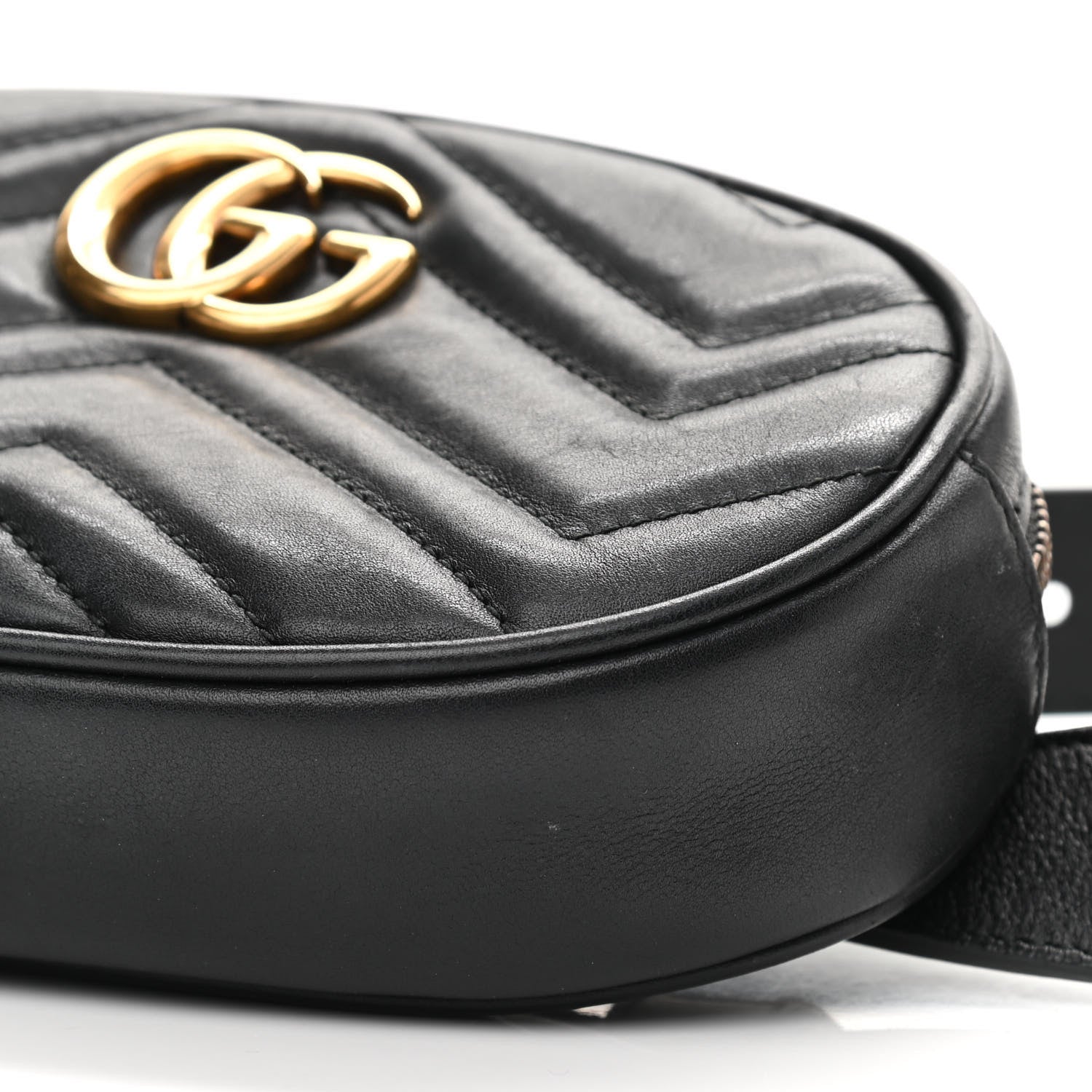Gucci Calfskin Matelasse GG Marmont Belt Bag 85 34 Black 10 of 13